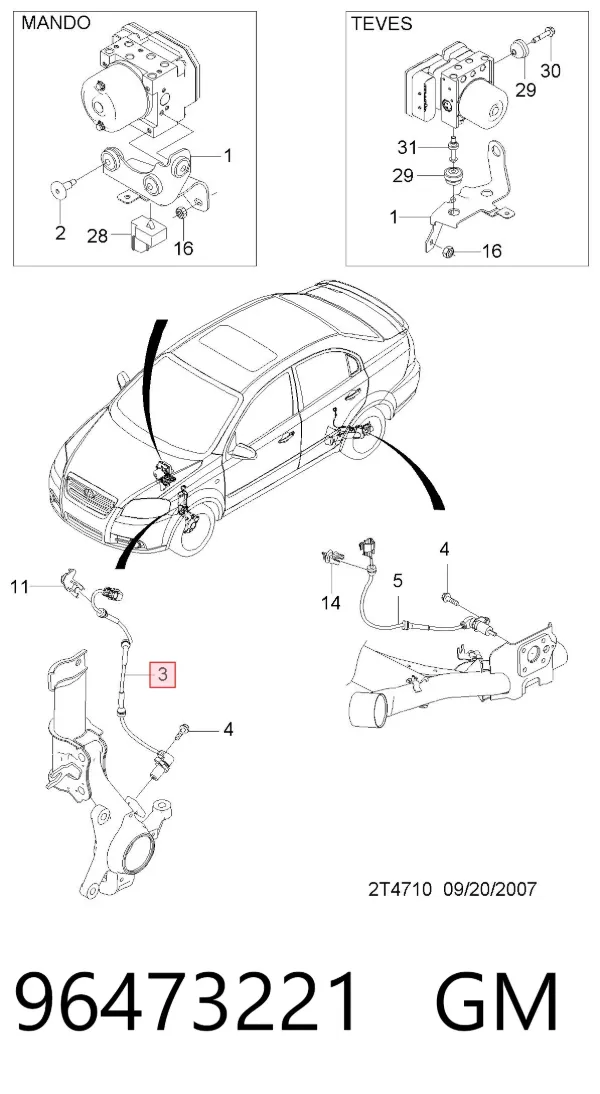 Датчик АБС (ABS) передний левый 96473221 General Motors