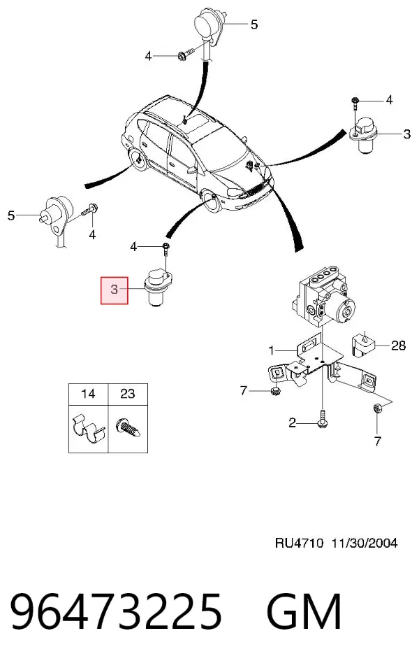 Датчик АБС передний 96473225 General Motors