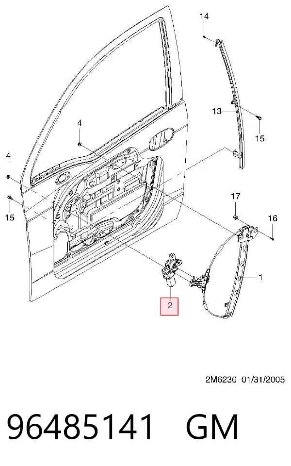 Мотор стеклоподъемника двери передней левой 96485141 General Motors