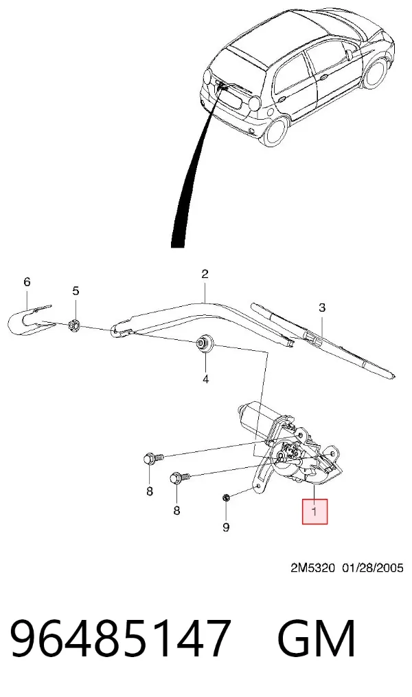 Моторчик заднего дворника 96485147 General Motors
