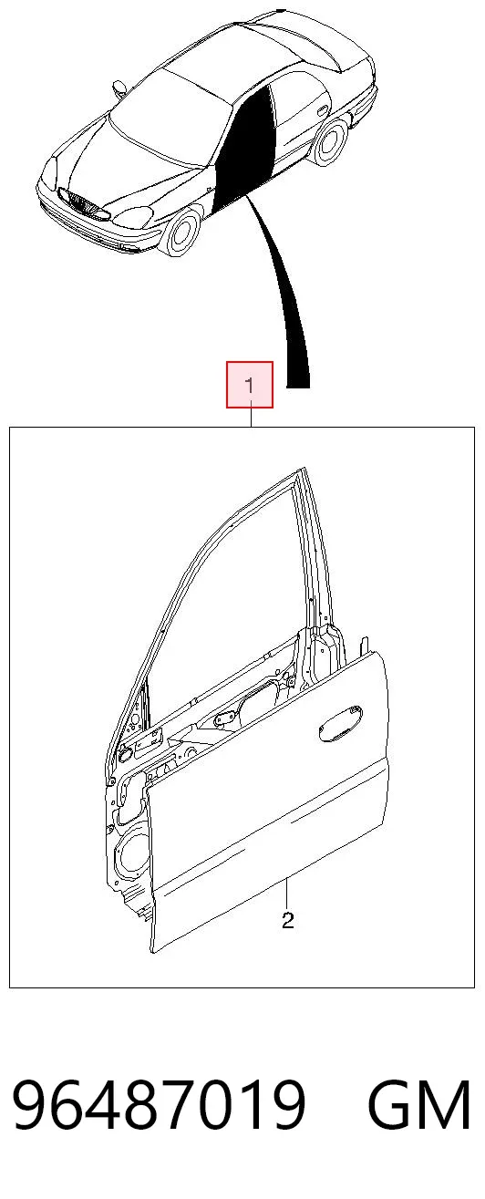 Дверь передняя левая 96487019 General Motors