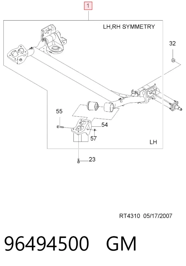 Подрамник задний 96494500 Opel