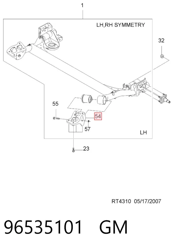 Кронштейн задней балки 96535101 General Motors