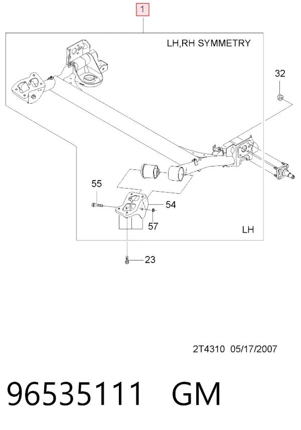 Подрамник задний 96535111 General Motors
