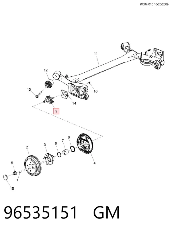 Цапфа задняя левая 96535151 General Motors