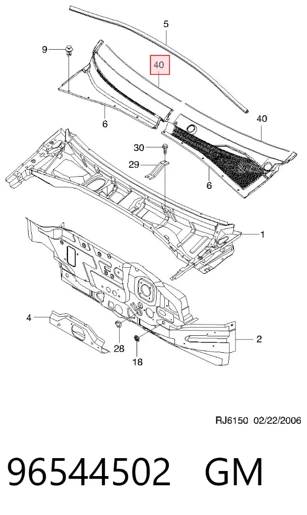 Уплотнитель лобового стекла 96544502 General Motors