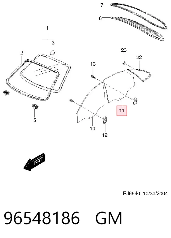 Стекло двери задней левой 96548186 General Motors