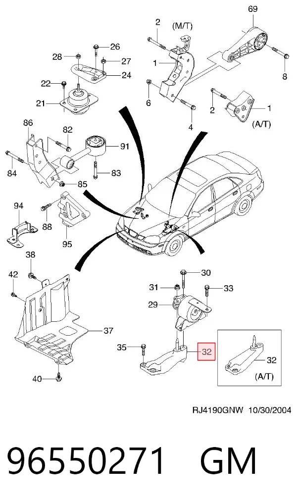 Кронштейн подушки (опоры) двигателя левой 96550271 General Motors