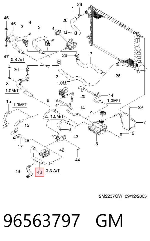 Патрубок системы охлаждения 96563797 General Motors