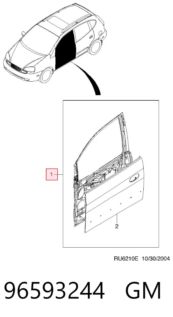 Дверь передняя правая 96593244 General Motors