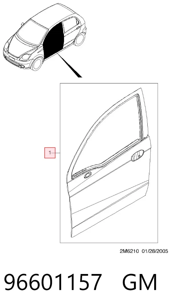 Дверь передняя левая 96601157 General Motors