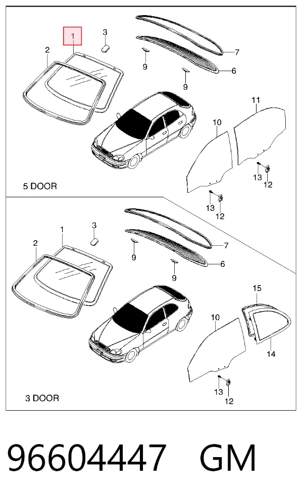 Лобовое стекло 96604447 General Motors