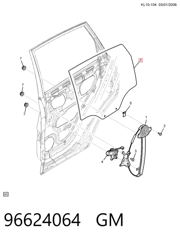 Стекло двери задней левой 96624064 General Motors