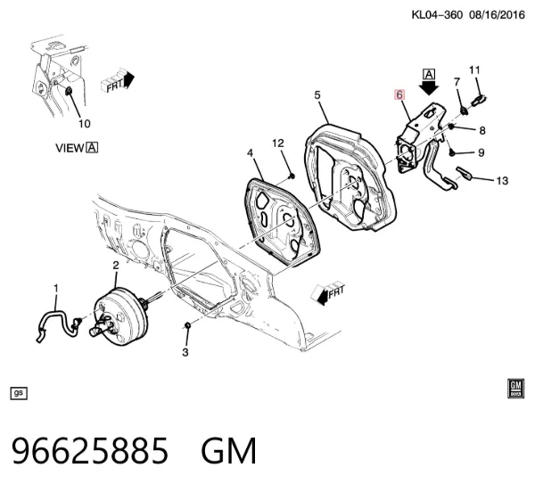 Педаль тормоза 96625885 General Motors