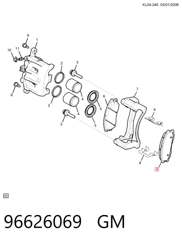 Передние тормозные колодки 96626069 General Motors