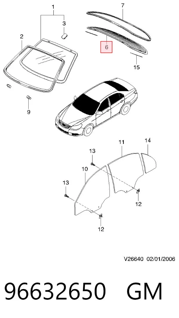 Заднее стекло 96632650 General Motors