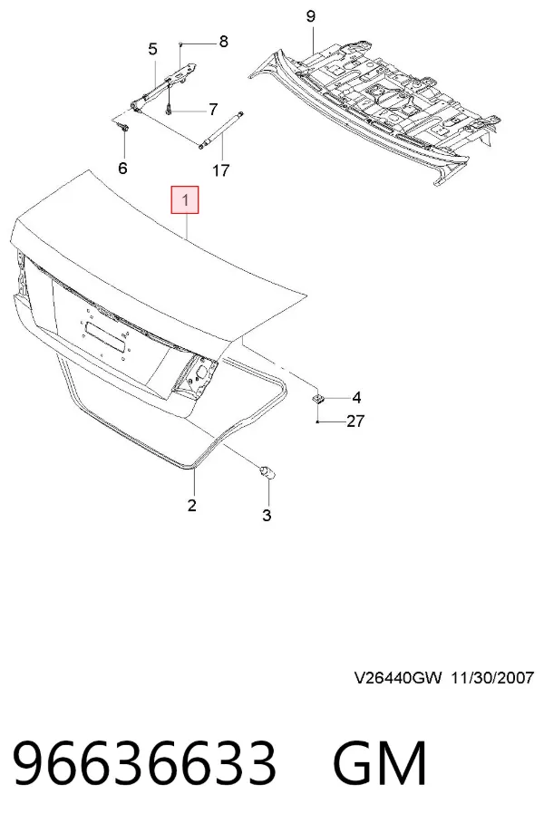 Крышка багажника 96636633 General Motors