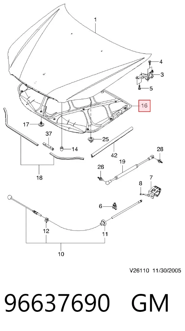 Шумоизоляция капота 96637690 General Motors