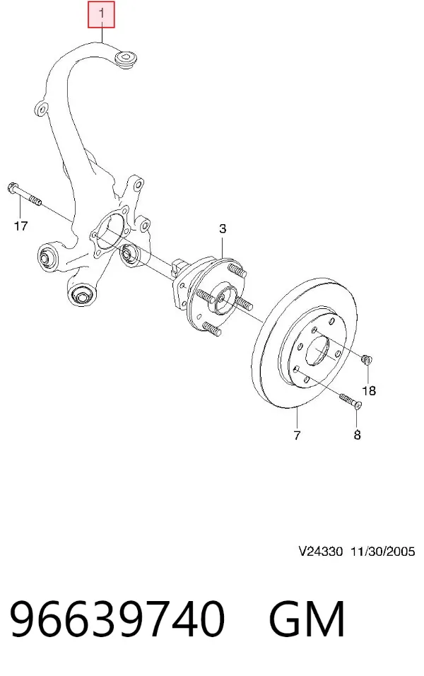 Цапфа задняя левая 96639740 General Motors