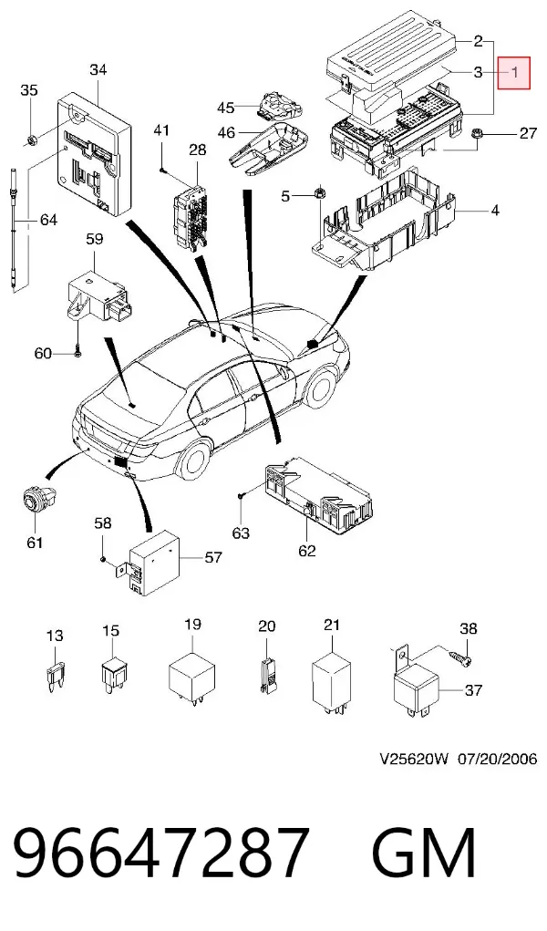 Блок предохранителей 96647287 General Motors