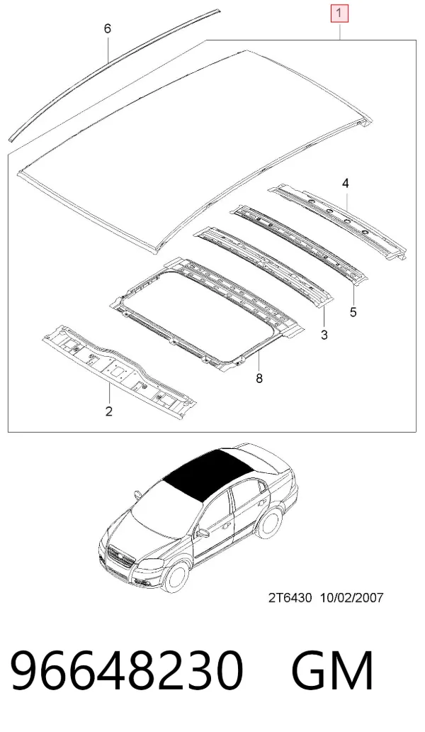 Крыша 96648230 General Motors