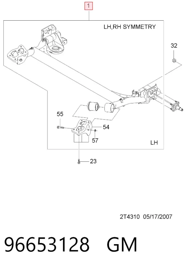 Подрамник задний 96653128 General Motors