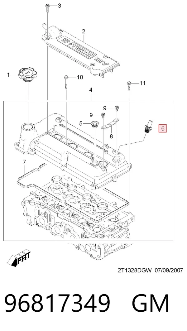 Клапан вентиляции картерных газов 96817349 General Motors