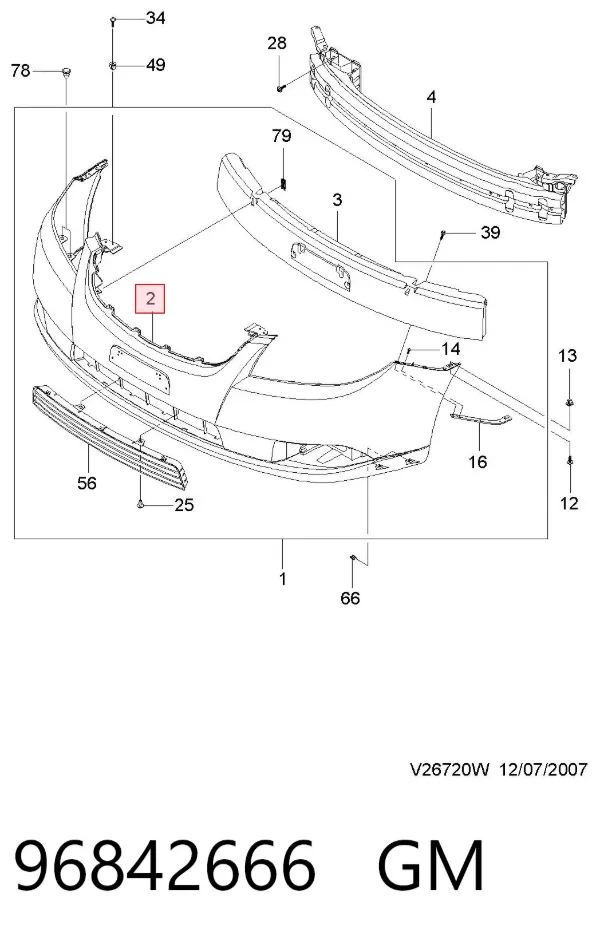 Передний бампер 96842666 General Motors