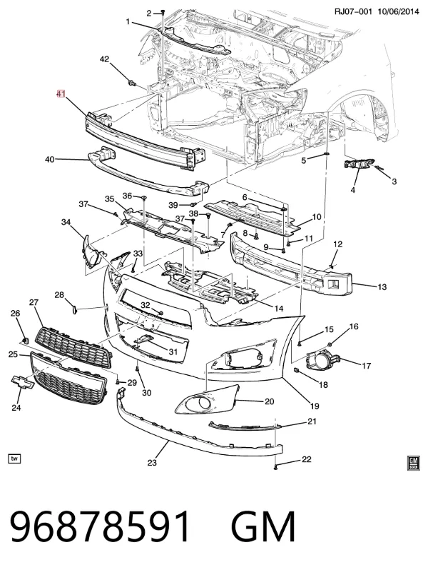 Усилитель переднего бампера 96878591 General Motors