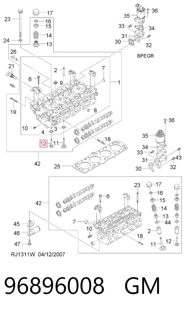 Выпускной клапан 96896008 General Motors
