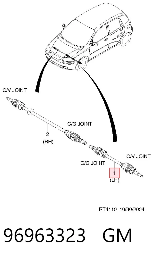 Левая полуось 96963323 General Motors