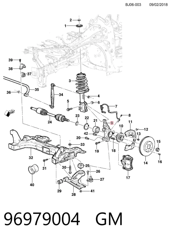 Цапфа передняя левая 96979004 General Motors