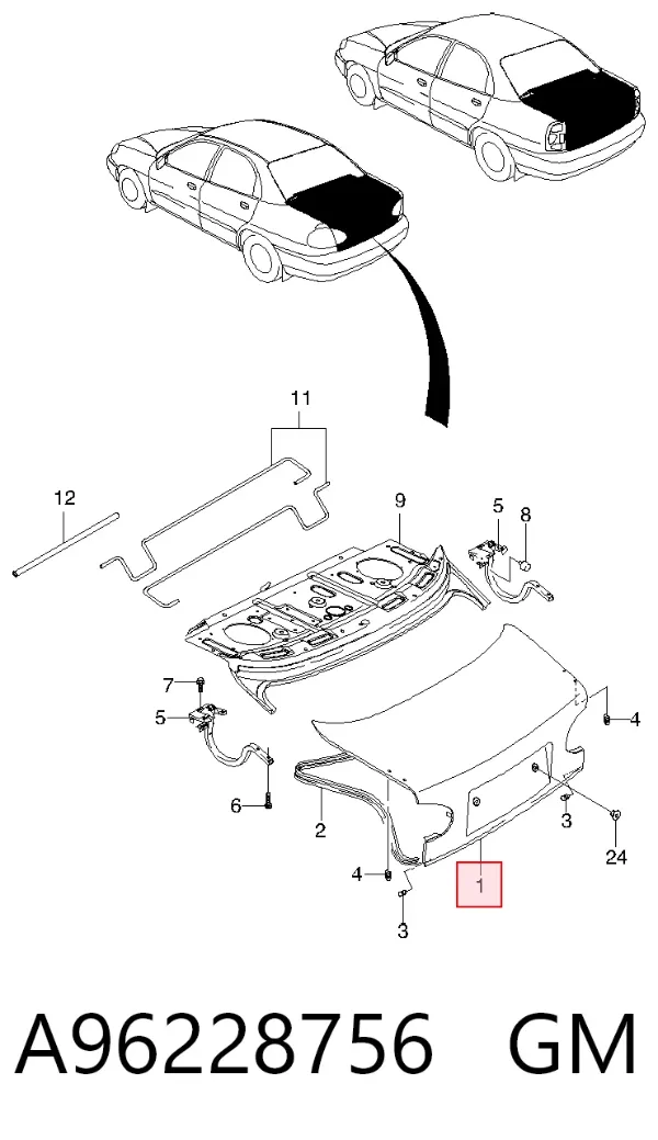 Крышка багажника A96228756 General Motors