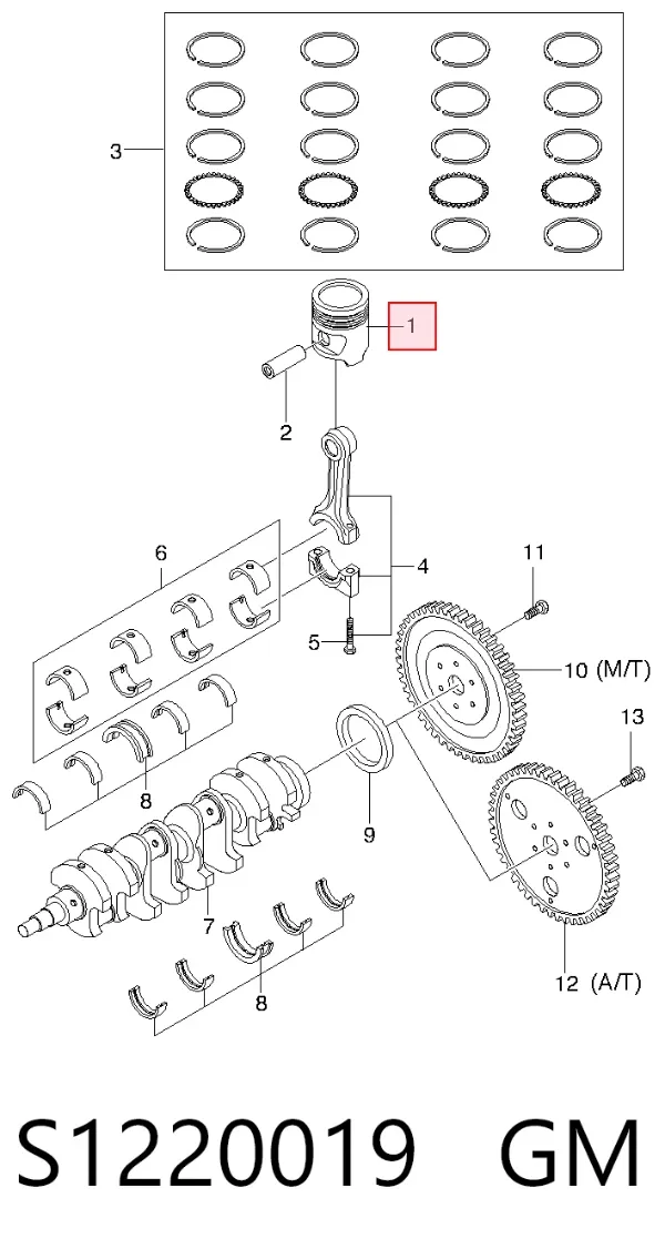 Поршень с пальцем без колец, 1-й ремонт (+0,25) S1220019 General Motors