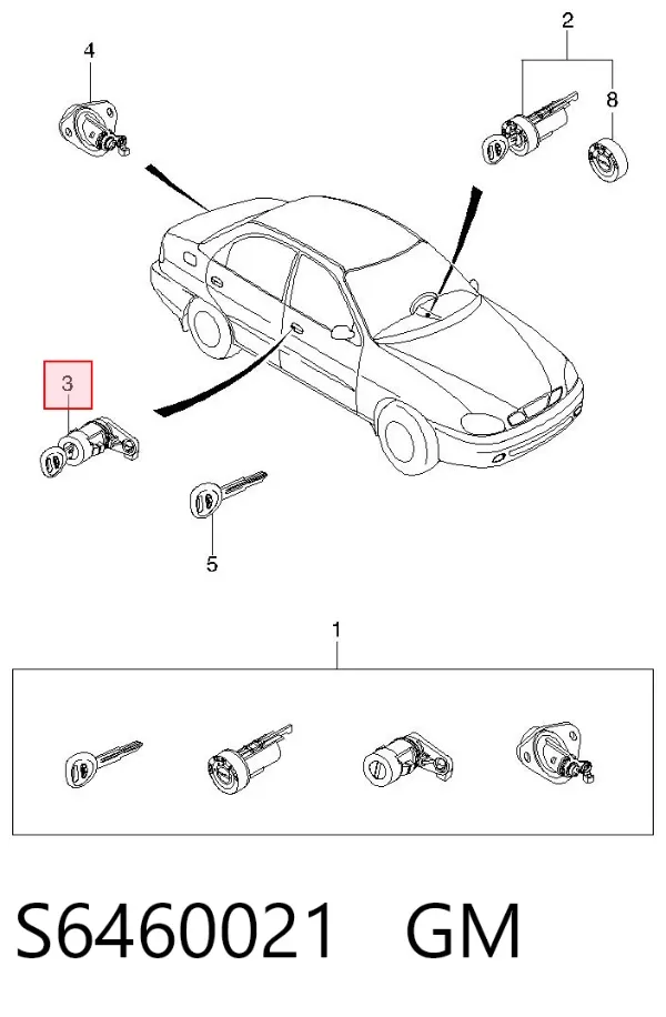 Замок водительской двери S6460021 General Motors