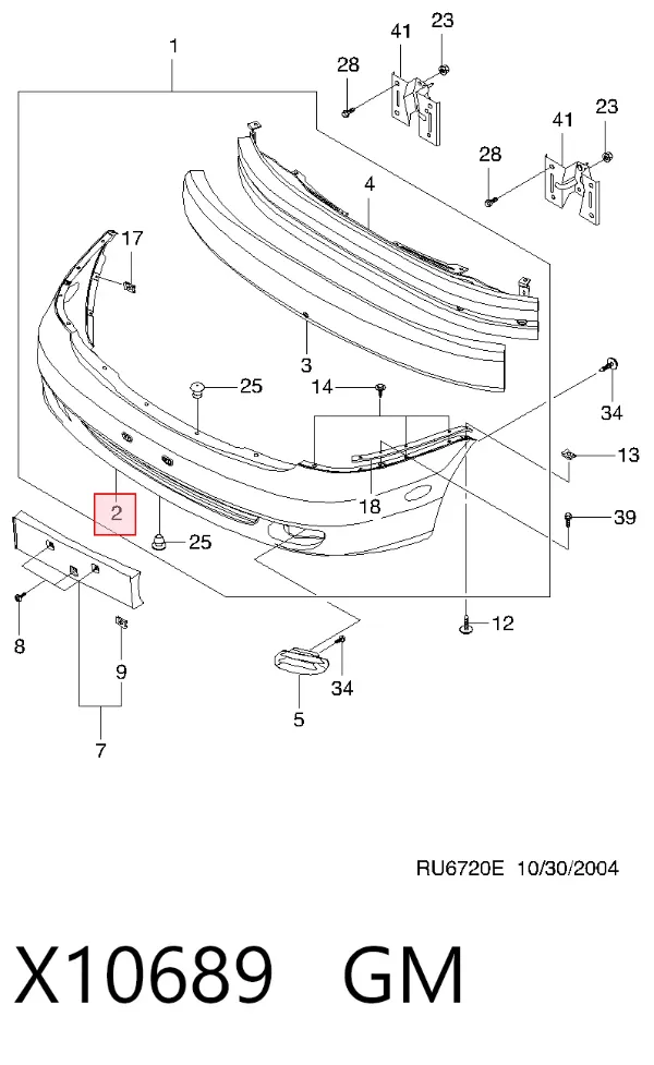 Передний бампер X10689 General Motors