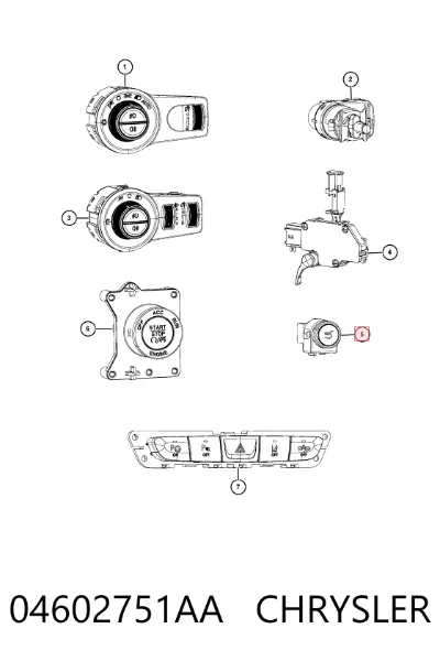 Кнопка привода замка крышки багажника (двери 3/5-й (ляды) CHRYSLER 04602751AA