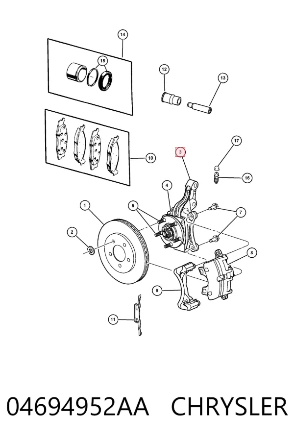 Цапфа передняя правая 04694952AA Chrysler