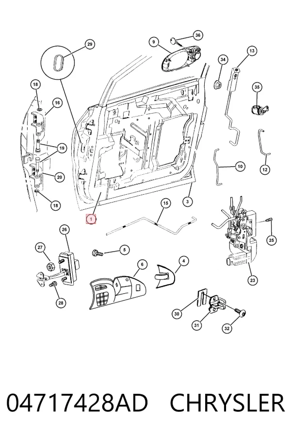 Дверь передняя правая 04717428AD Chrysler
