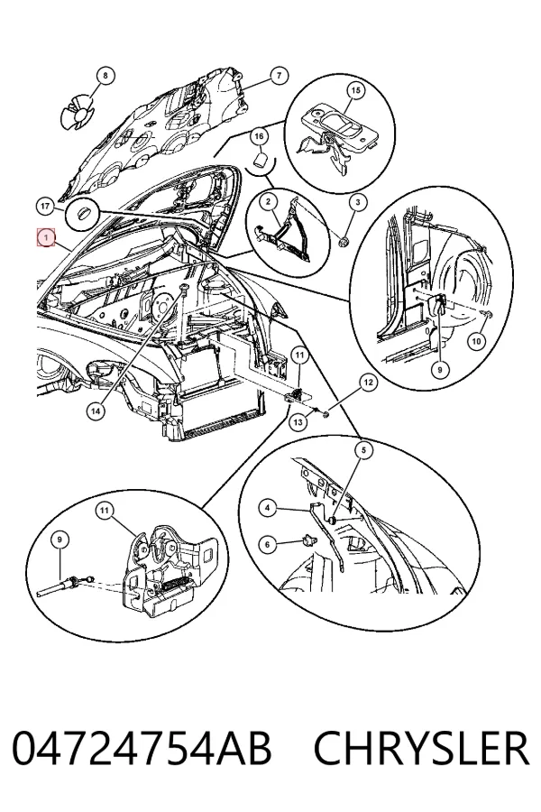 Капот 04724754AB Chrysler