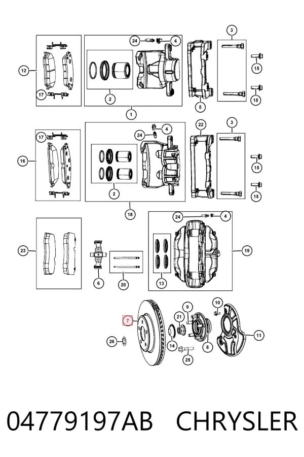 Передние тормозные диски 04779197AB Chrysler