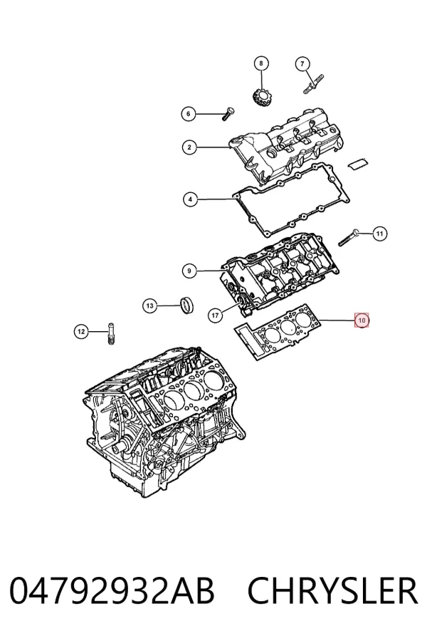 Правая прокладка ГБЦ 04792932AB Chrysler