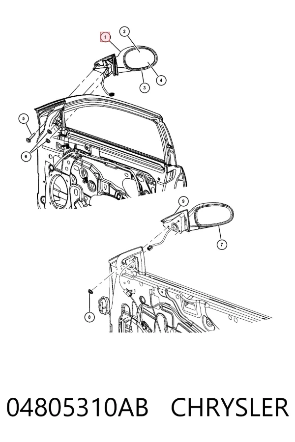 Правое зеркало 04805310AB Chrysler