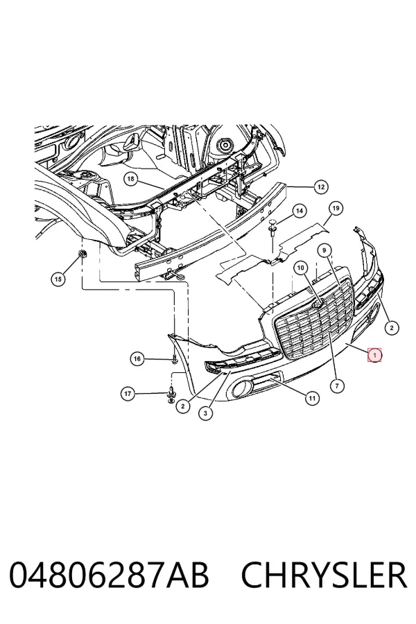 Передний бампер 04806287AB Chrysler