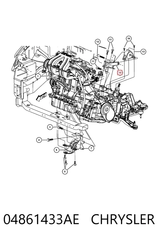 Кронштейн подушки (опоры) двигателя правой 04861433AE Chrysler