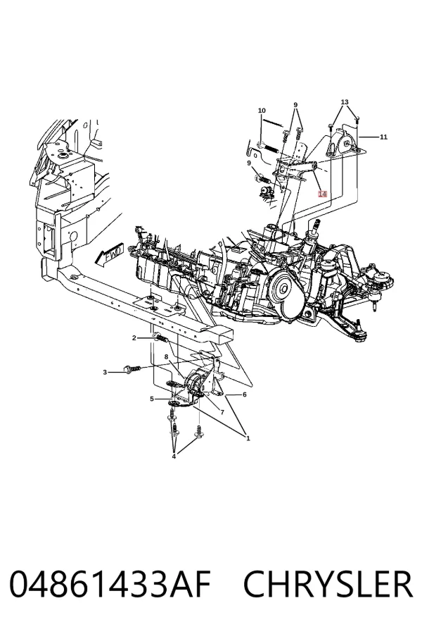 Кронштейн подушки (опоры) двигателя правой 04861433AF Chrysler