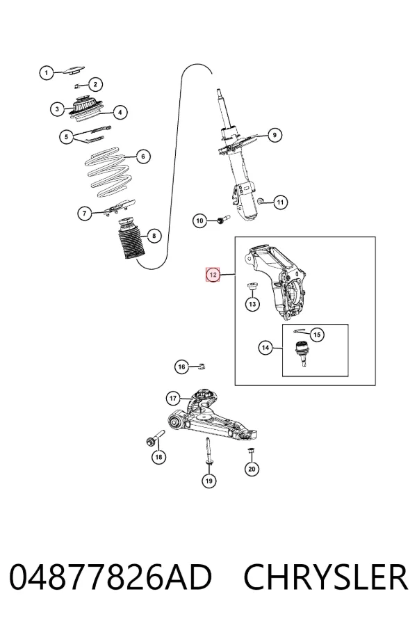 Цапфа передняя правая K04877826AE Fiat/Alfa/Lancia