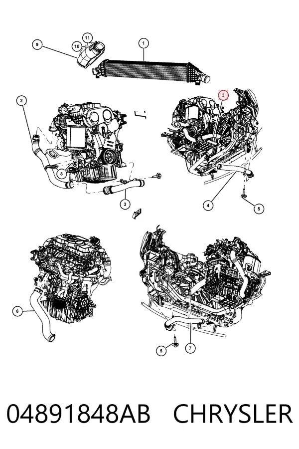Патрубок интеркулера 04891848AB Chrysler