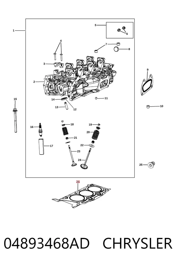 Правая прокладка ГБЦ 04893468AD Chrysler