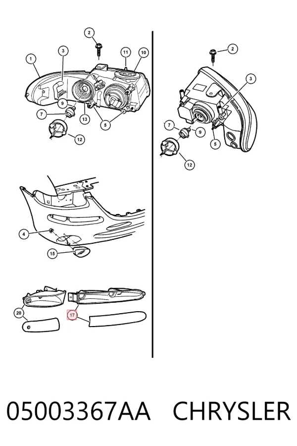 Поворотник левый 05003367AA Chrysler